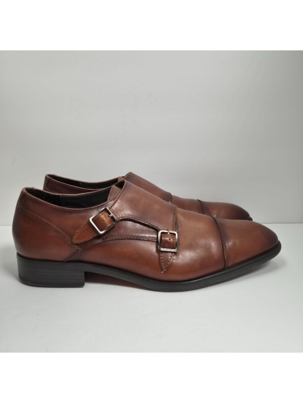 Nordstrom Ortholite Men's Brown Dbl Monk Strap Leather Dress Shoes US Size 11.5M